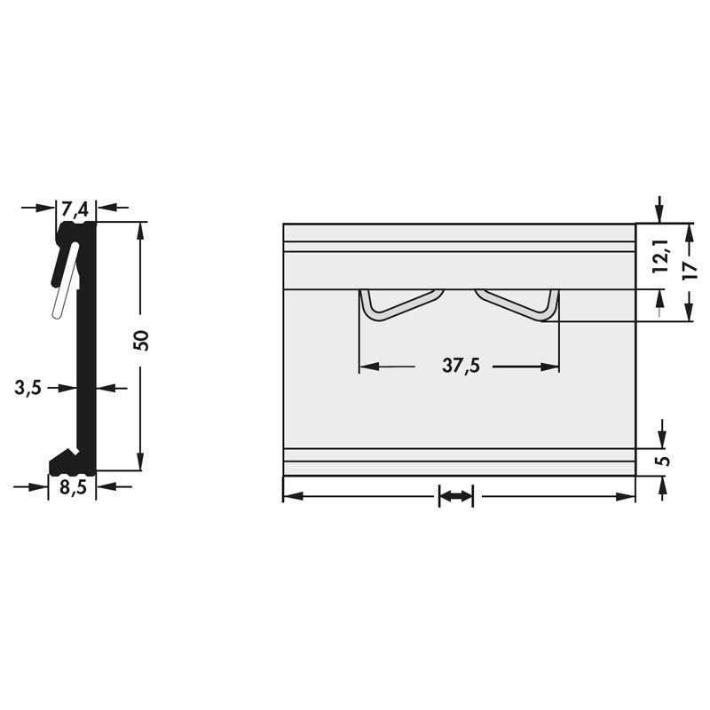 schwarz-Hutschienen-Halter-Skizze